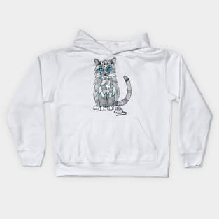 Doodle Cat with Toy Mouse Kids Hoodie